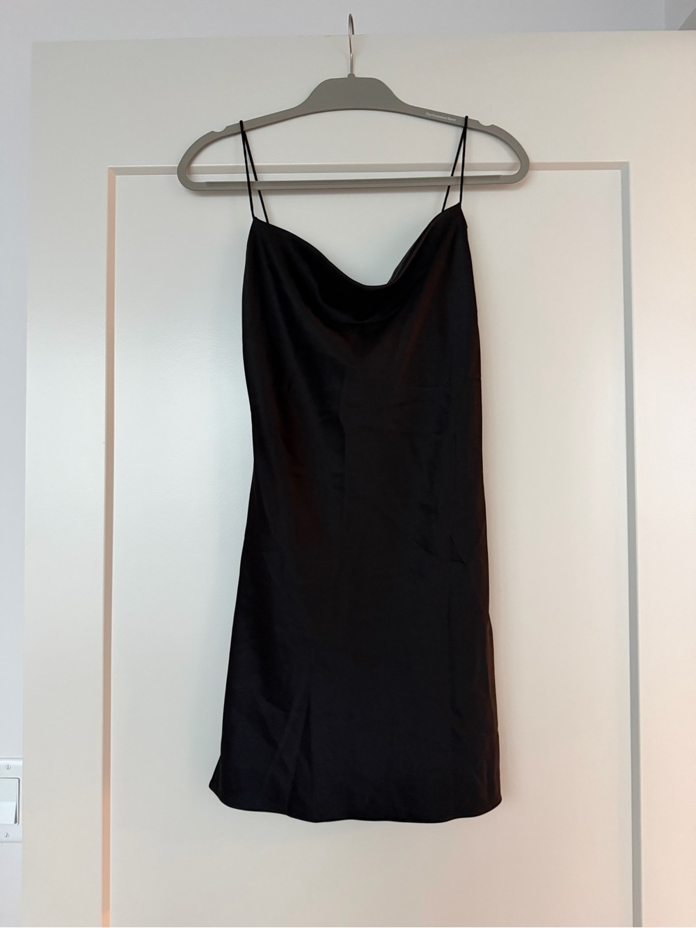 Black Slip Dress with Cowl Neck